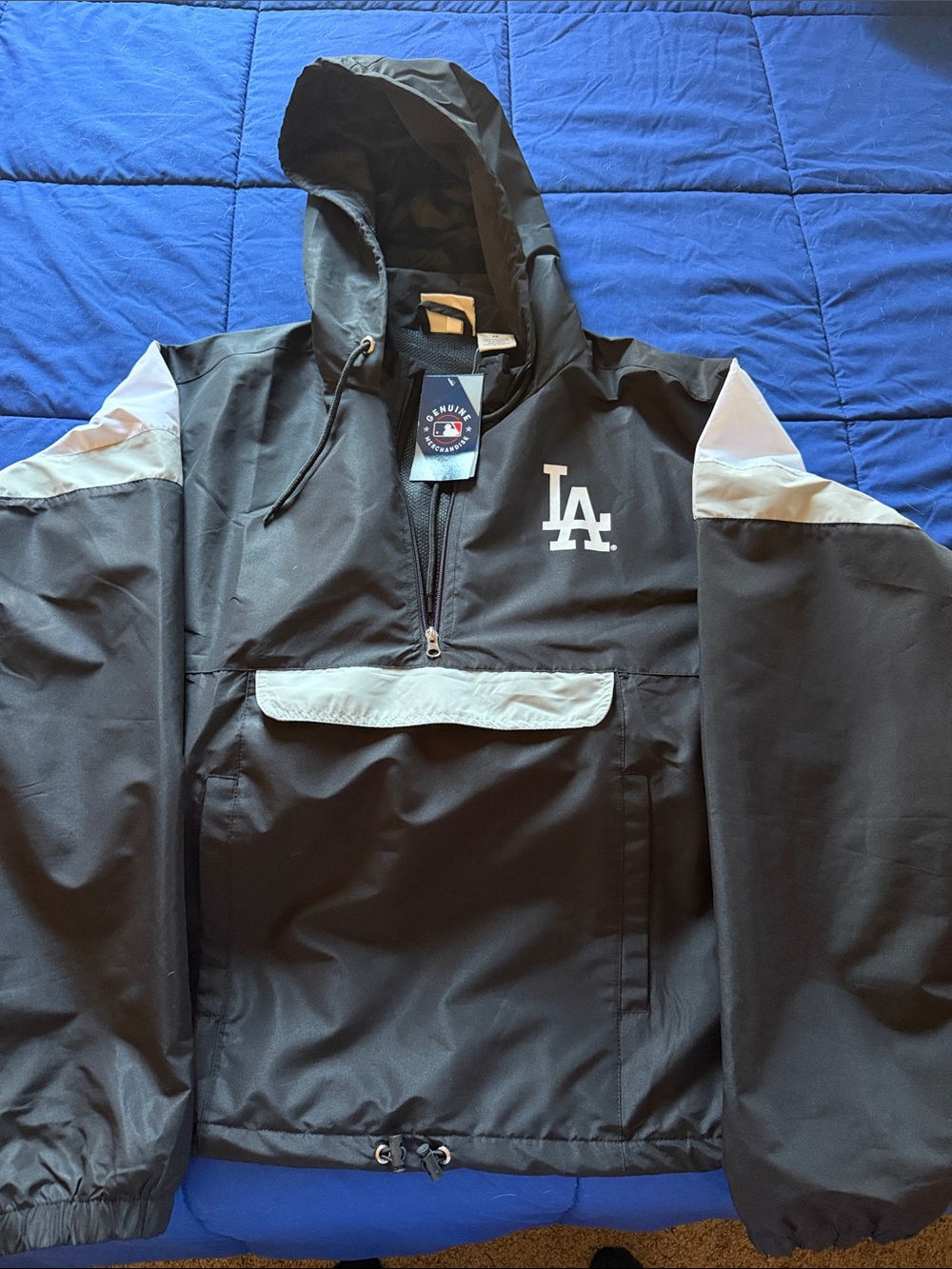 Fanatics Black and White LA Pullover Windbreaker Jacket